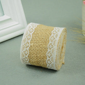 Hessian Ribbon with Vintage Lace Roll