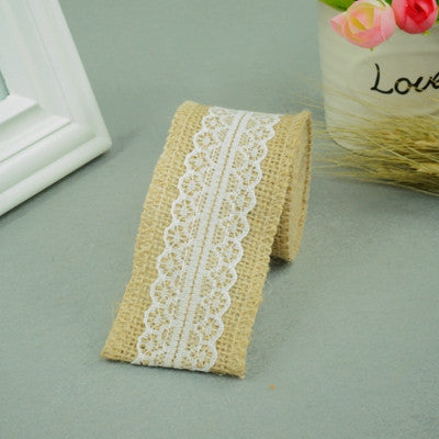 Hessian Ribbon with Vintage Lace Roll
