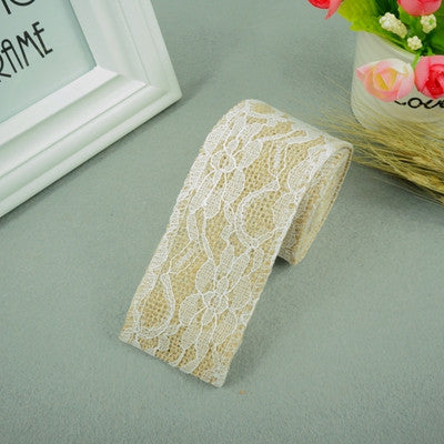 Hessian Ribbon with Vintage Lace Roll