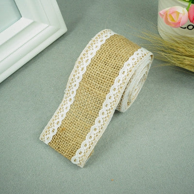 Hessian Ribbon with Vintage Lace Roll